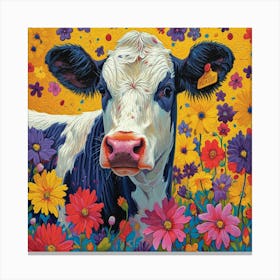 Cow In Flowers 1 Canvas Print