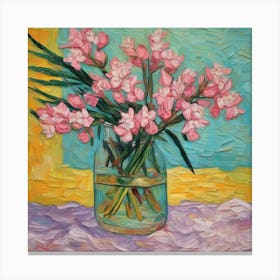 Pink Flowers In A Vase , Oleanders, Vincent Van Gogh Art Print Canvas Print