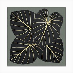 Black and gold leaves 3 Canvas Print