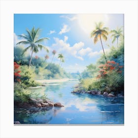 Sunlit Caribbean Oasis Canvas Print