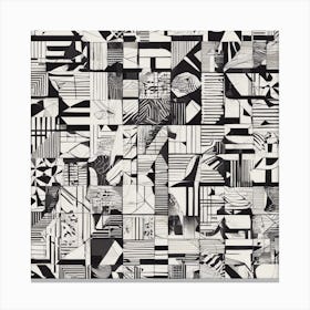 Abstract Geometric Patterns In Monochrome 3 Canvas Print