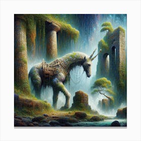 Unicorn In The Forest Canvas Print