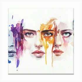 Watercolor Of Women'S Faces Canvas Print