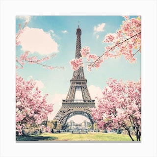 Eiffel Tower In Spring Square Canvas Print
