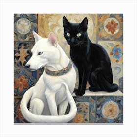 'Black Cats And White Dogs' Canvas Print