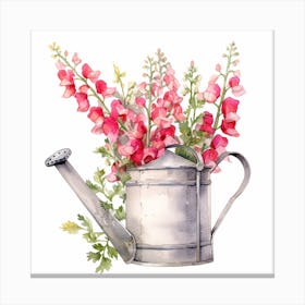 Marion Metal Watering Can With Snapdragons Watercolor White Bac 7ca96191 01de 436c 885b 30efbf47e54e Canvas Print