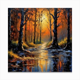 Sunset In The Forest Canvas Print