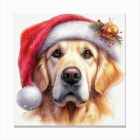 Golden Retriever Christmas Hat Canvas Print