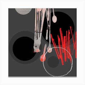 Abstract Circles Black Grey Red Canvas Print