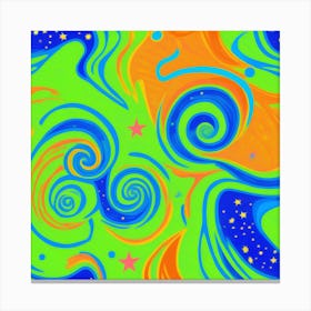 Colors Neon Green Electric Blue Bold Orange pattern Spiral Shapes And Swirls Resembling good looking ,Elegant look , attracting colors combination 2 Canvas Print