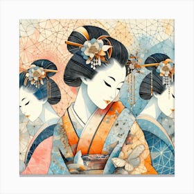 Japan Traditional Geisha Illustration By Ad 35 Canvas Print