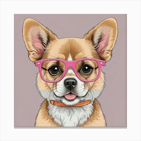 Corgi Dog With Glasses Canvas Print