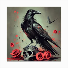 Raven With Roses Canvas Print