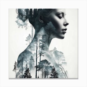 Portrait Of A Woman In The Forest Canvas Print