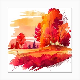 Watercolor Autumn Landscape 62 Canvas Print