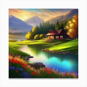 House By The Lake 3 Canvas Print