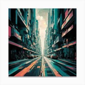 Futuristic City Street Canvas Print