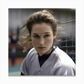 Girl In A Baseball Uniform Canvas Print