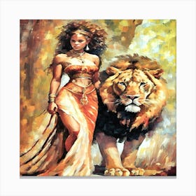 Lion And Woman-Drucke 09.12.2024--de-9ee5-672 Canvas Print