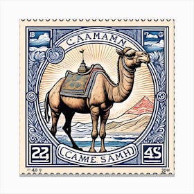 Camel On Stamp Art Poster Canvas Print