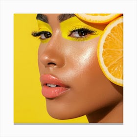 Woman With Orange Slices On Her Head Canvas Print