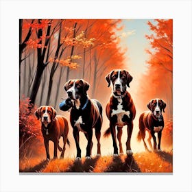 Boxer Dogs In The Woods Canvas Print