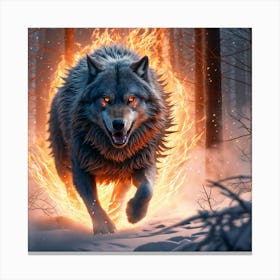 Wolf On Fire Canvas Print