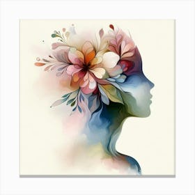 Portrait Of A Woman With Flowers In Her Hair Canvas Print