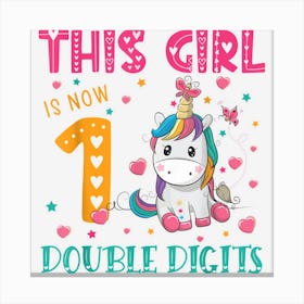 1 Year Old Gifts Double Digits 1st Birthday Girls Crown Canvas Print