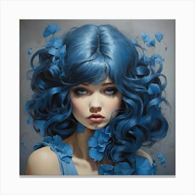 Blue Haired Girl Canvas Print