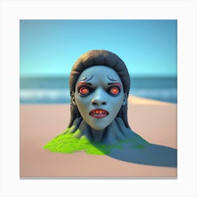 Zombie Head In The Sand Canvas Print