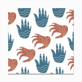 Seamless Pattern With Hands Boho Canvas Print