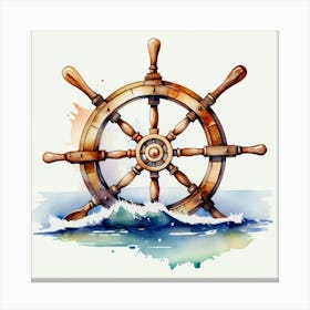 Ship wheel, watercolor painting Canvas Print