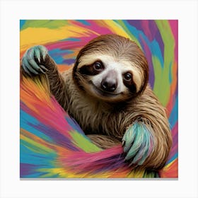 Rainbow Sloth 1 Canvas Print