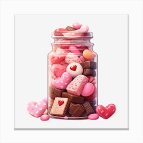 Valentine'S Day Candy Jar 3 Canvas Print