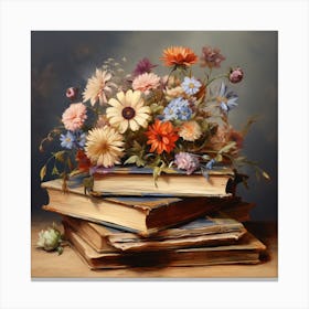 Flowers On Books 8 Canvas Print