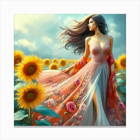 Sunflower Girl 2 Canvas Print