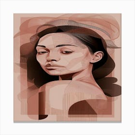 Abstract Portrait Of A Woman Earth Tone Canvas Print