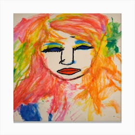 Girl With Colorful Hair Canvas Print