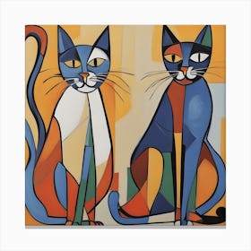Two Cats Modern Art Picasso Inspired Canvas Print