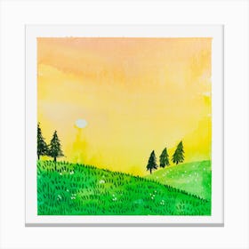Watercolor Mountain Meadow Canvas Print