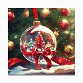Christmas Tree In A Glass Ball Canvas Print