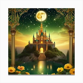 Fairytale Castle At Night 2 Canvas Print