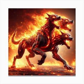 Three Demons On Fire Canvas Print
