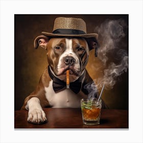 Dog Smoking A Cigar Canvas Print