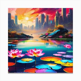 Lotus Lily Painting 1 Canvas Print