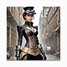 Steampunk Women's After Dinner Wear Cubism Style Canvas Print