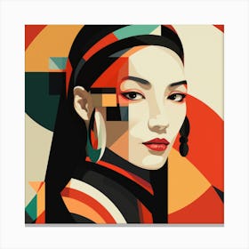 Abstract Bauhaus Mongolian Woman 04 Canvas Print