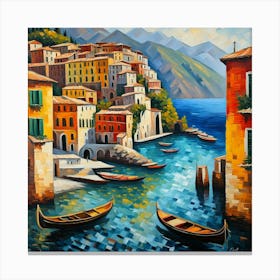 Gondolas On The Water Canvas Print