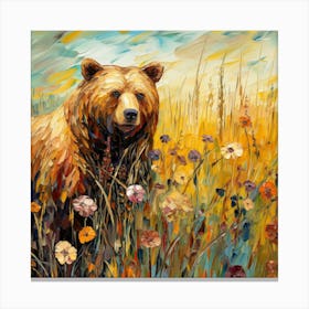 Brown Bear In The Meadow Canvas Print